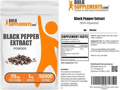 Black Pepper Extract Powder 20 mg label
