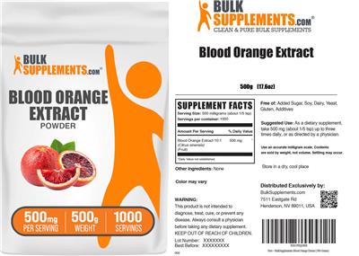 Blood Orange Extract Powder 500 mg label