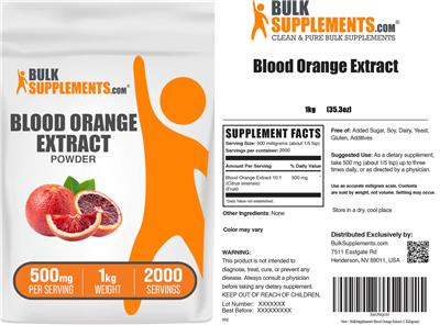 Blood Orange Extract Powder 500 mg label
