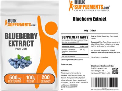 Blueberry Extract Powder 500 mg label