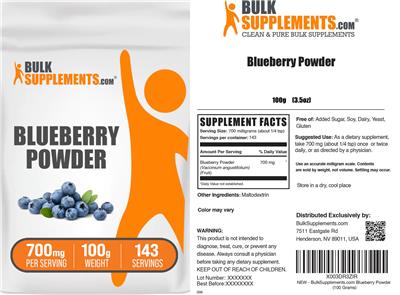 Blueberry Powder 700 mg label