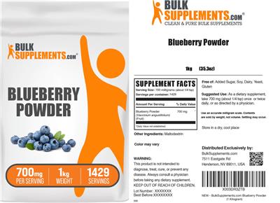 Blueberry Powder 700 mg label