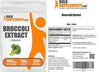 Broccoli Extract Powder 500 mg label