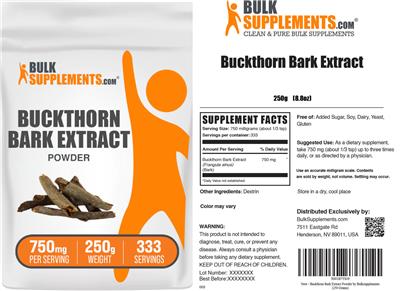 Buckthorn Bark Extract Powder 750 mg label