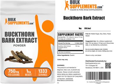 Buckthorn Bark Extract Powder 750 mg label