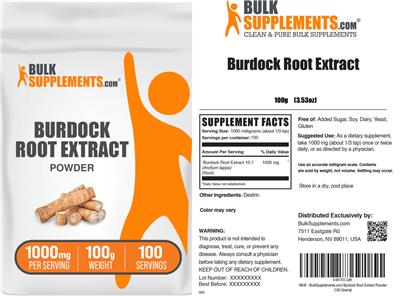 Burdock Root Extract Powder 1000 mg label