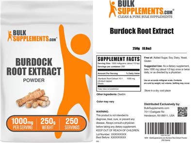 Burdock Root Extract Powder 1000 mg label