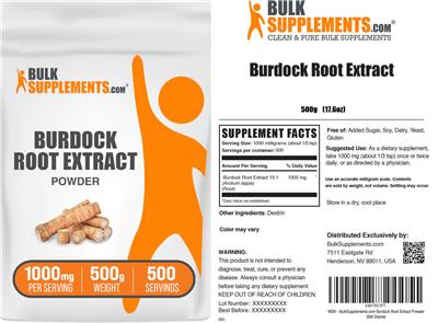 Burdock Root Extract Powder 1000 mg label