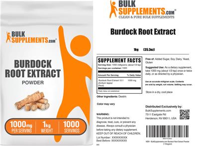 Burdock Root Extract Powder 1000 mg label
