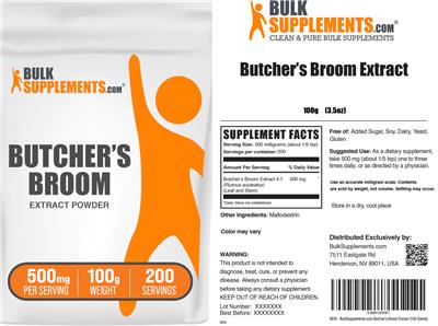 Butcher's Broom Extract Powder 500 mg label