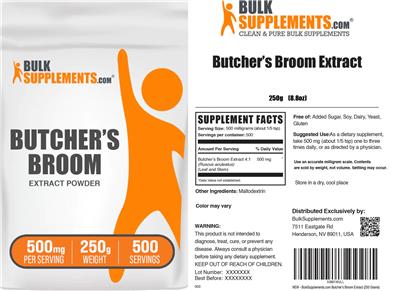 Butcher's Broom Extract Powder 500 mg label