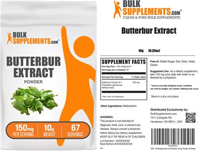 Butterbur Extract Powder 150 mg label