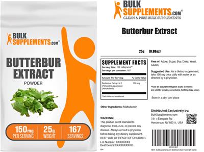 Butterbur Extract Powder 150 mg label