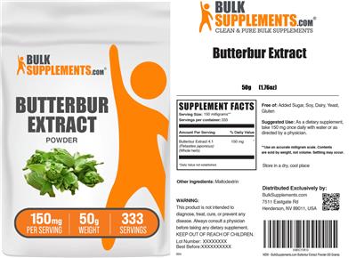 Butterbur Extract Powder 150 mg label
