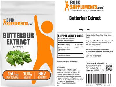 Butterbur Extract Powder 150 mg label
