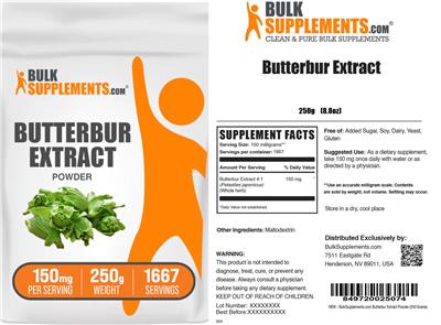 Butterbur Extract Powder 150 mg label