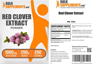 Red Clover Extract Powder 1000 mg label