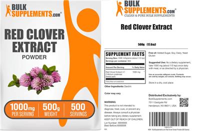 Red Clover Extract Powder 1000 mg label