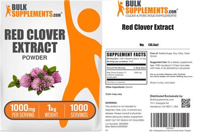 Red Clover Extract Powder 1000 mg label