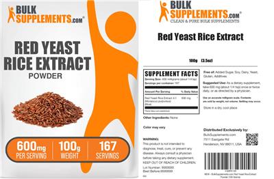 Red Yeast Rice Extract Powder 600 mg label