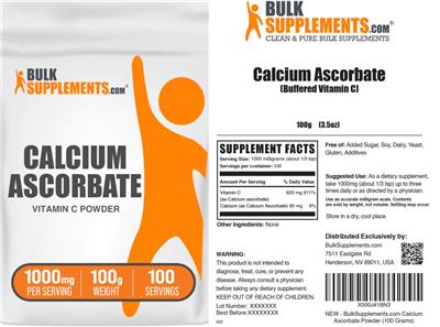 Calcium Ascorbate Vitamin C Powder 1000 mg label
