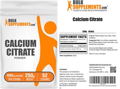 Calcium Citrate Powder 1000 mg label