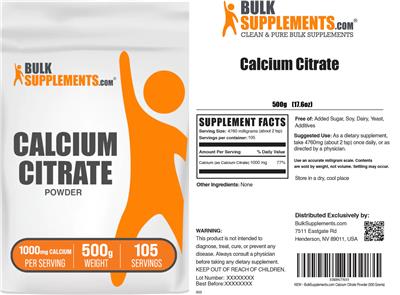 Calcium Citrate Powder 1000 mg label
