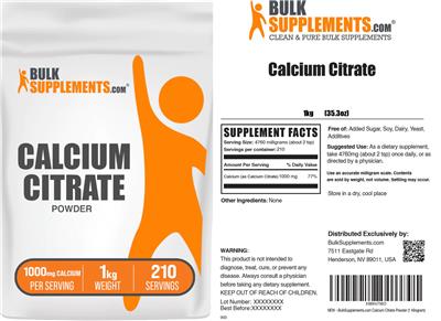 Calcium Citrate Powder 1000 mg label