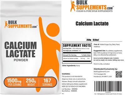 Calcium Lactate Powder 1500 mg label