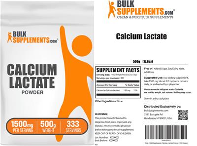Calcium Lactate Powder 1500 mg label