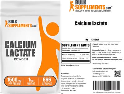 Calcium Lactate Powder 1500 mg label