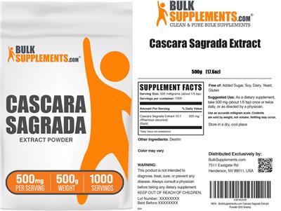 Cascara Sagrada Extract Powder 500 mg label