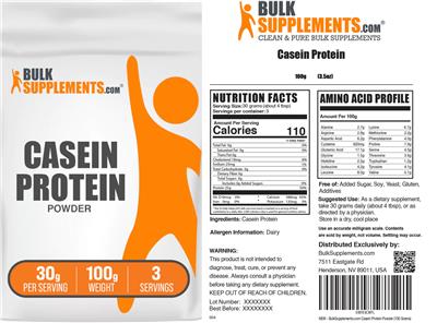 Casein Protein Powder 30 g label