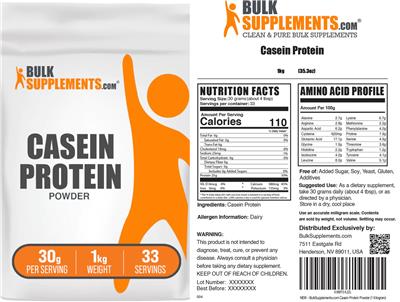 Casein Protein Powder 30 g label