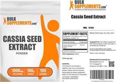 Cassia Seed Extract Powder 1000 mg label