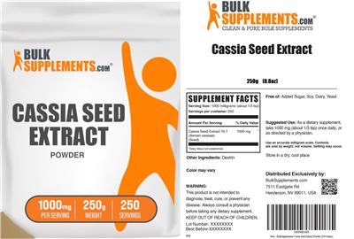 Cassia Seed Extract Powder 1000 mg label