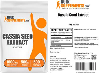Cassia Seed Extract Powder 1000 mg label