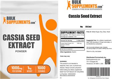Cassia Seed Extract Powder 1000 mg label