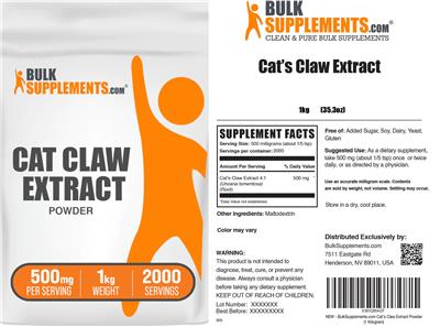 Cat's Claw Extract Powder 500 mg label