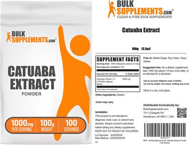 Catuaba Extract Powder 1000 mg label