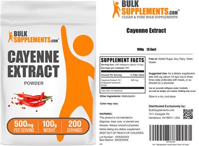 Cayenne Extract Powder 500 mg label