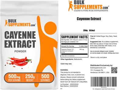 Cayenne Extract Powder 500 mg label