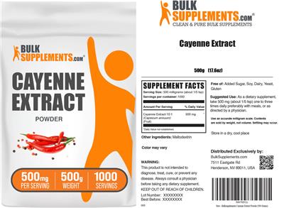 Cayenne Extract Powder 500 mg label