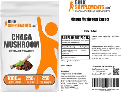 Chaga Mushroom Extract Powder 1000 mg label