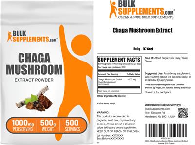 Chaga Mushroom Extract Powder 1000 mg label