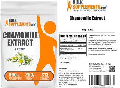 Chamomile Extract Powder 800 mg label