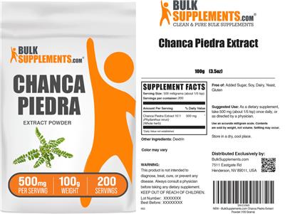 Chanca Piedra Extract Powder 500 mg label