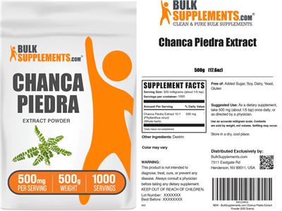 Chanca Piedra Extract Powder 500 mg label