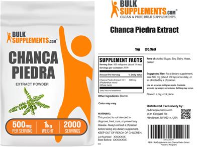 Chanca Piedra Extract Powder 500 mg label