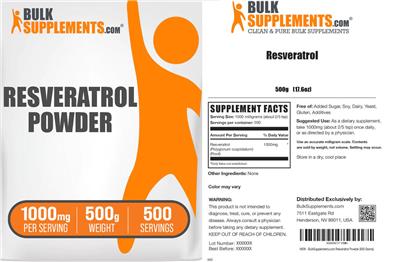 Resveratrol Powder 1000 mg label